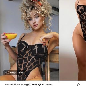 Fashion Nova Shattered Lines highcut bodysuit Small